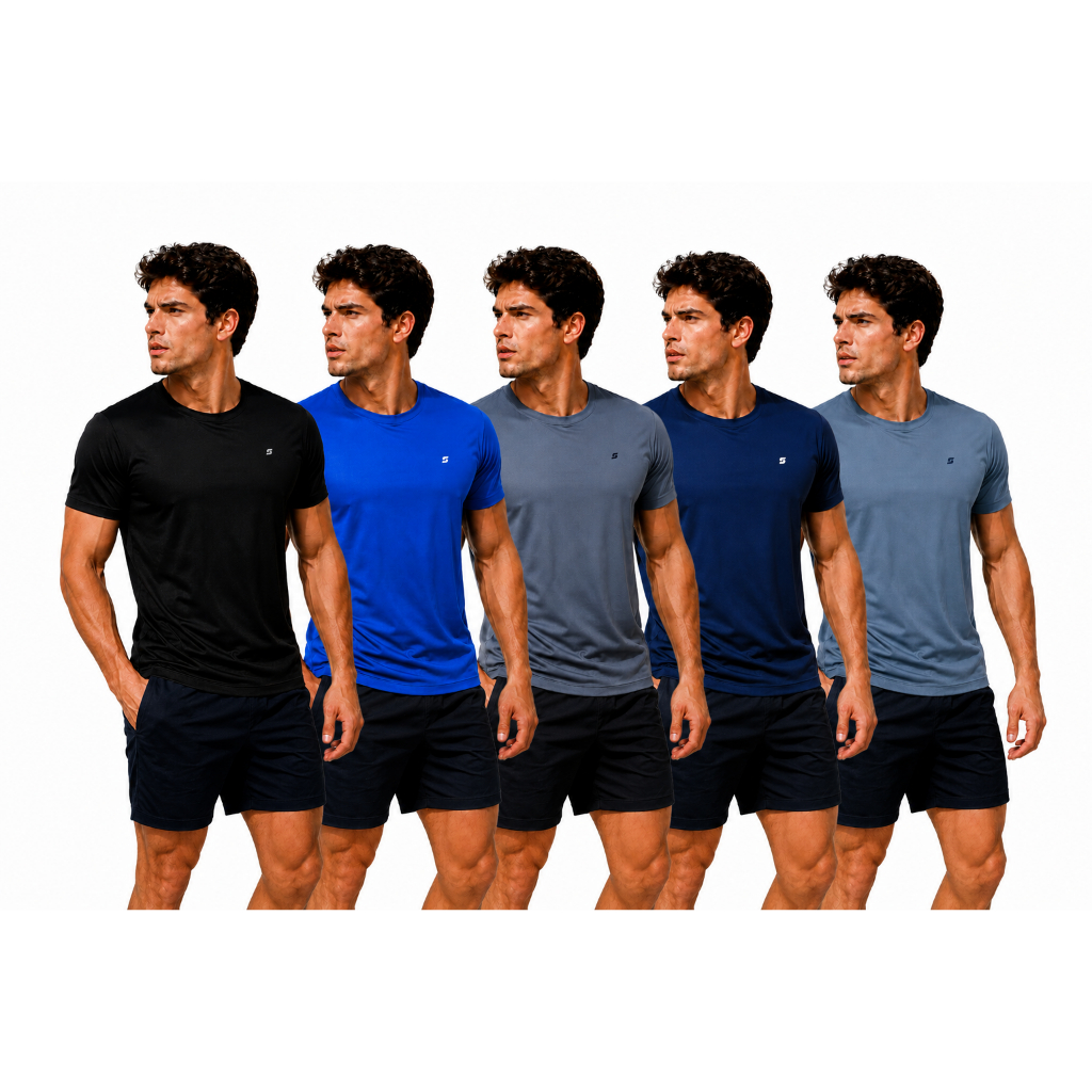 Kit 3 Camisetas Dry Fit Masculinas Academia Esporte Corrida Leves Confortáveis Treino Fitness Manga Curta Secagem Rápida