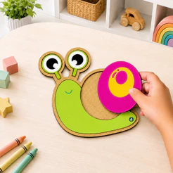 Quebra Cabeça Infantil Caracol em MDF Brinquedo Educativo Pedagógico de Encaixe Colorido