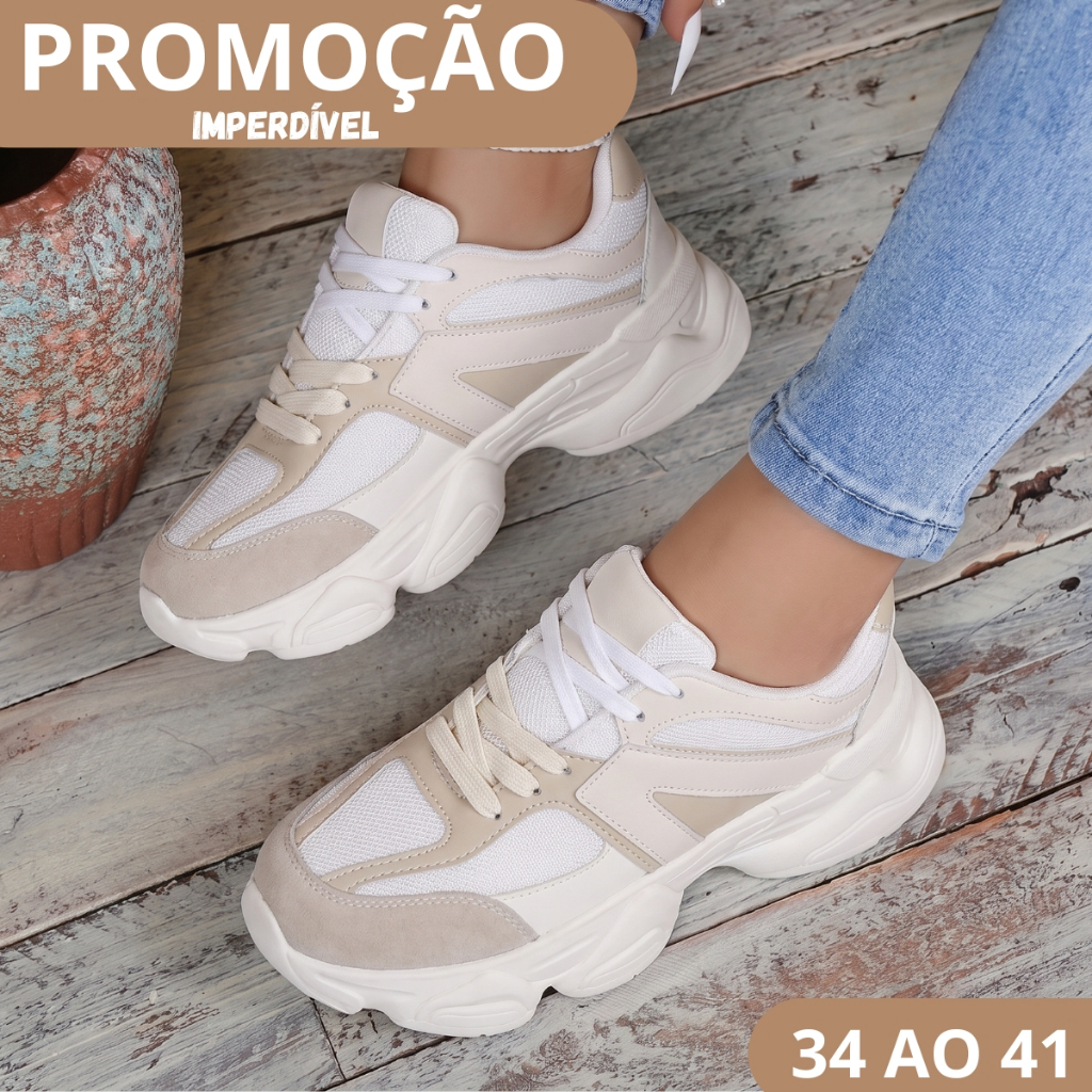 Tênis Feminino Tratorado Moda Plataforma Casual Confortável Resistente Alta Qualidade