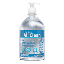 ÁLCOOL EM GEL 500 ML 70 º PUMP AUDAX ALL CLEAN ALOE VERA