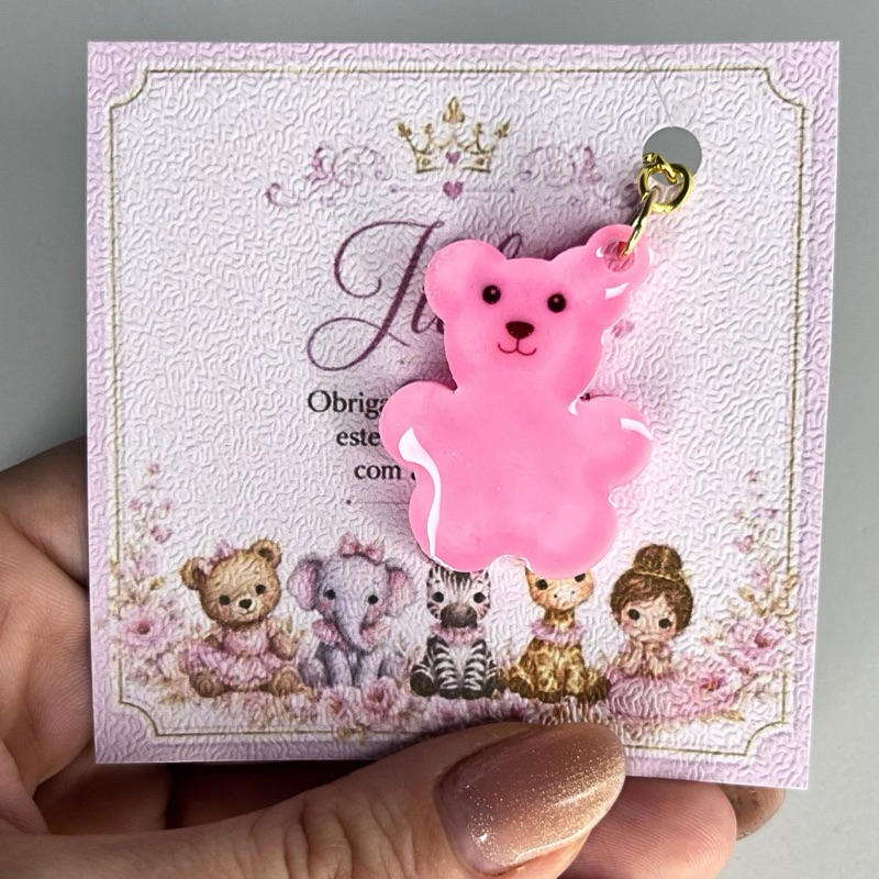 Chaveiro resina ursinho personalizado + tag . Mimos/lembrancinhas/aniversarios/chá de bebê / chá revelação.