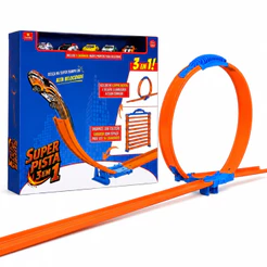 Super Pista 3 Em 1 Castela Looping Rampa Expositor Com 5 Carrinhos Coloridos Brinquedo Infantil Menino Corrida Presente
