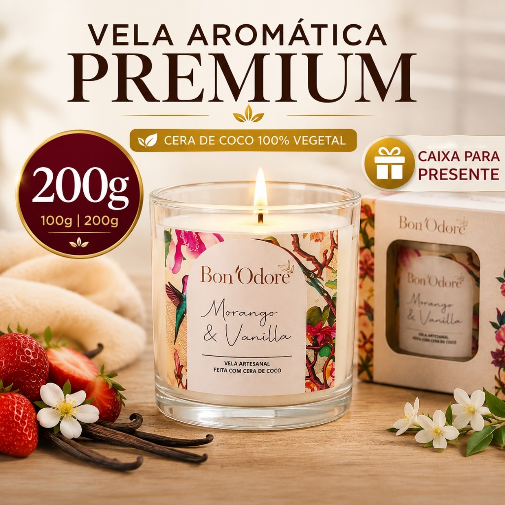 Vela Aromática Artesanal Bon’Odore 100g Cera de Coco