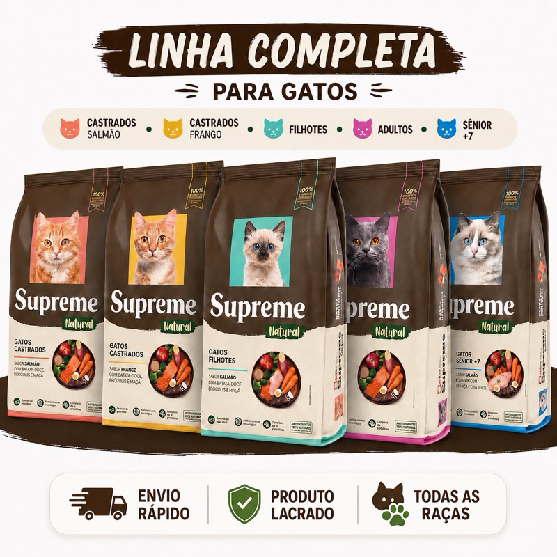 Ração Gatos Quatree Supreme  Ração Gatos Castrados ,Adultos e Filhotes 1kg e 2kg Super Premium  Nova Formula