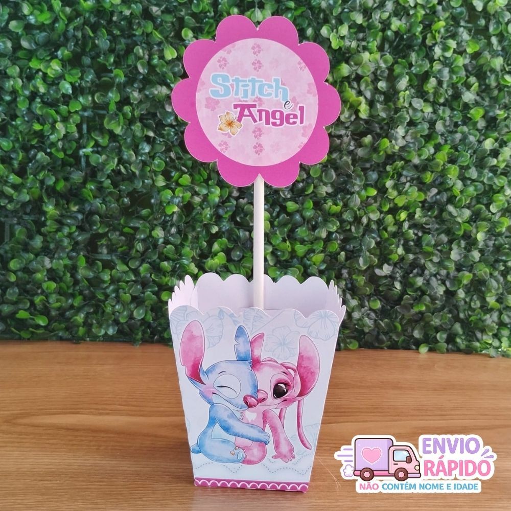 Centro de Mesa Stitch e Angel Lembrancinha e Decoração para Festa Infantil e Aniversário Personalizado no Tema