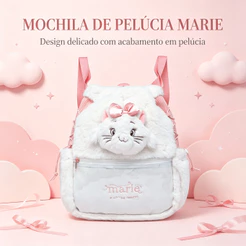 Mochila Infantil Gata Marie Macia Alça Reforçada Disney