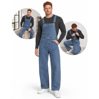 Macacão Jardineira Masculino Jeans Adulto Qualidade Premium Confortável