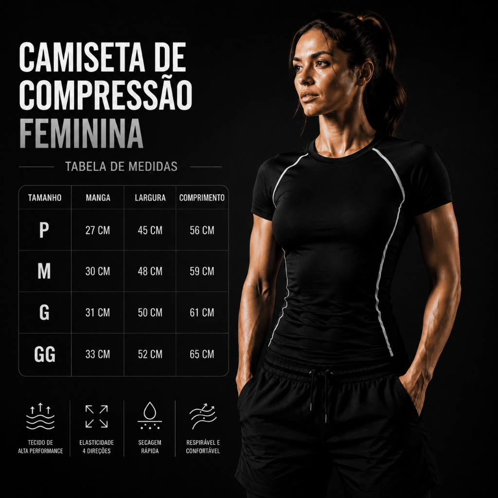Camiseta Compressão Feminina Costura Inversa Fitness Academia Gym Brazilian Fight Arte Marcial Jiu Jitsu Skull Gotic Y2k — imagem 2 de 2