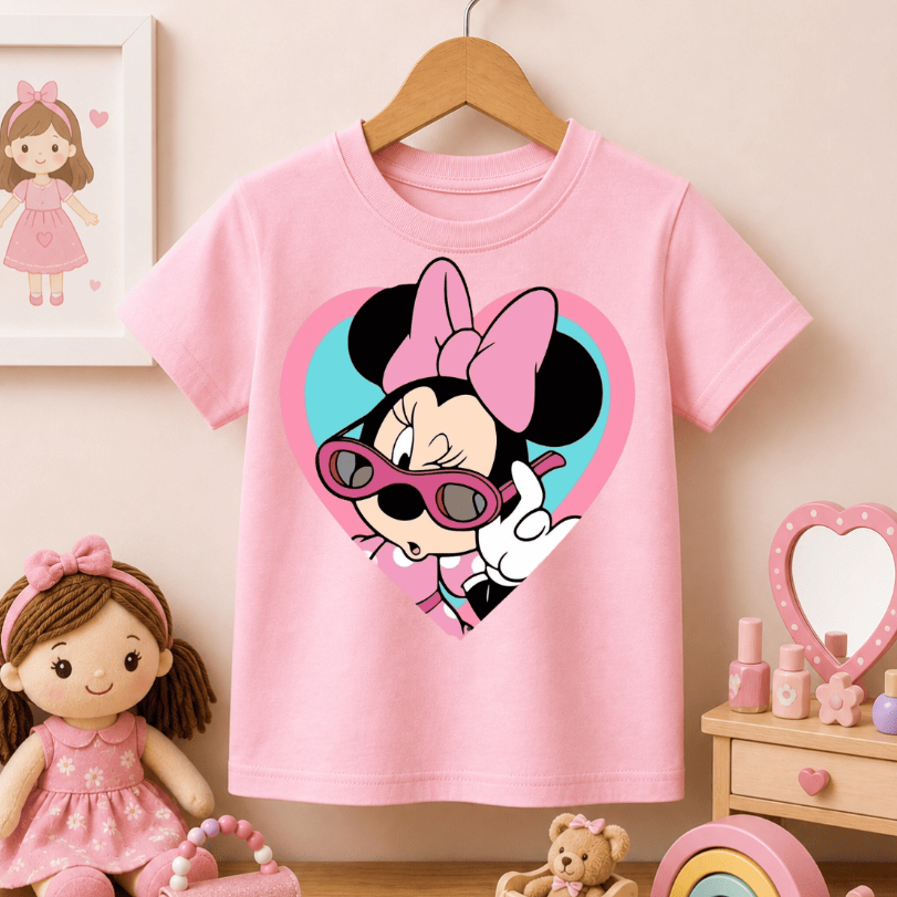 Camiseta Infantil Feminina Estampada Minnie Delicada 100% Algodão