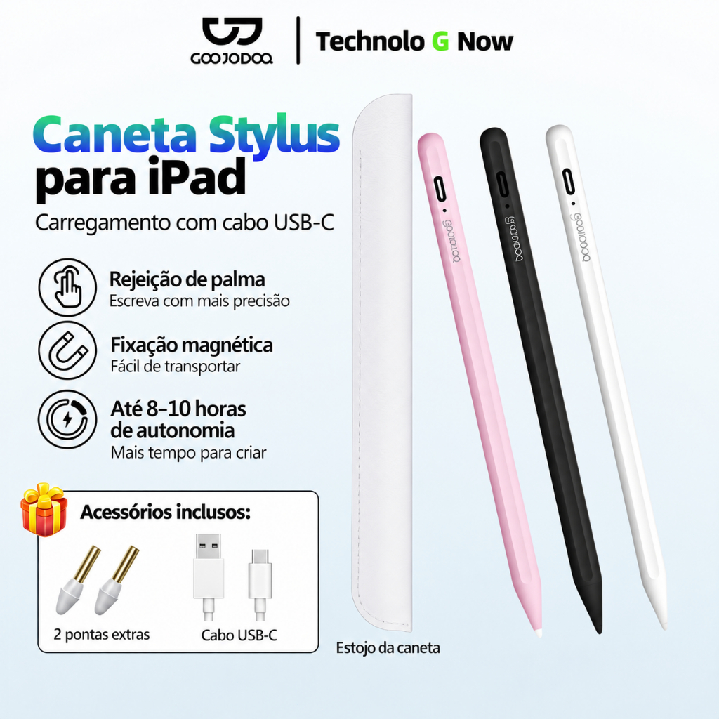 GOOJODOQ 10ª geração caneta touch rejeição da palma da mão inclinação para iPad Air4 5 Gen7 8 Pro11 12.9 2018 2020 Mini5