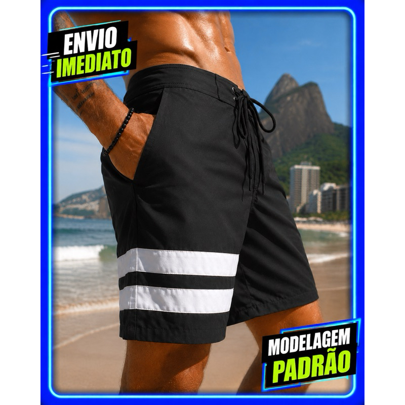 Bermuda Masculina Verão Com Bolsos Exercício Leve Tactel Short Praia Elastano Surf Casual Piscina - ENVIO IMEDIATO