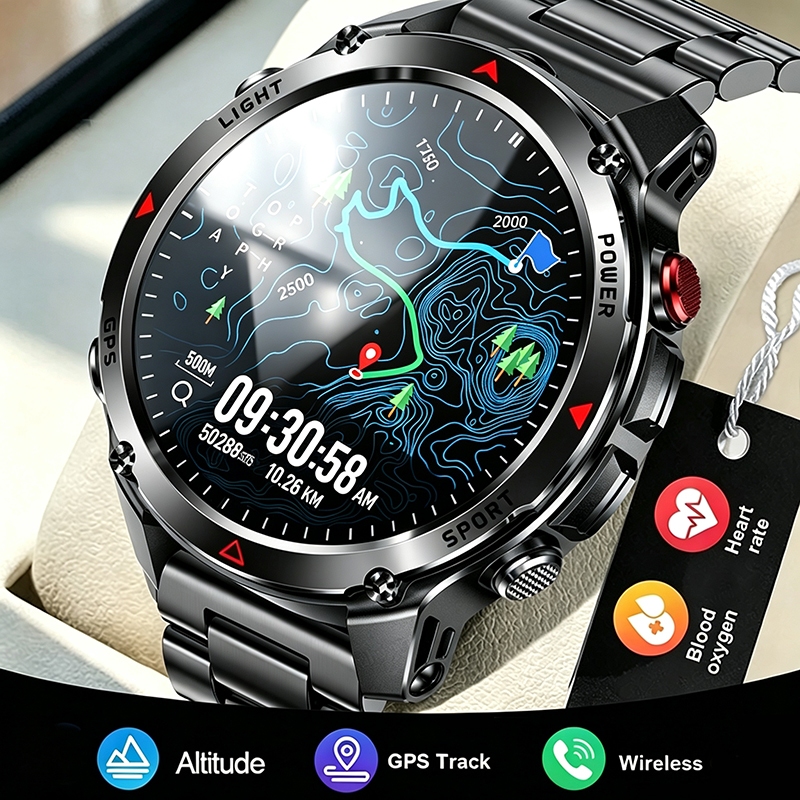 YANG WIERA Relógio Inteligente Masculino GPS Smartwatch Esportivo Ao Ar Livre IP67 Impermeável Chamadas Bluetooth