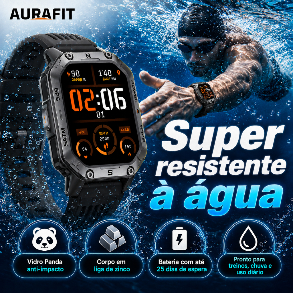 Smartwatch G15 Tela AMOLED GPS 600mAh Lanterna 3ATM Super Resistente à Água