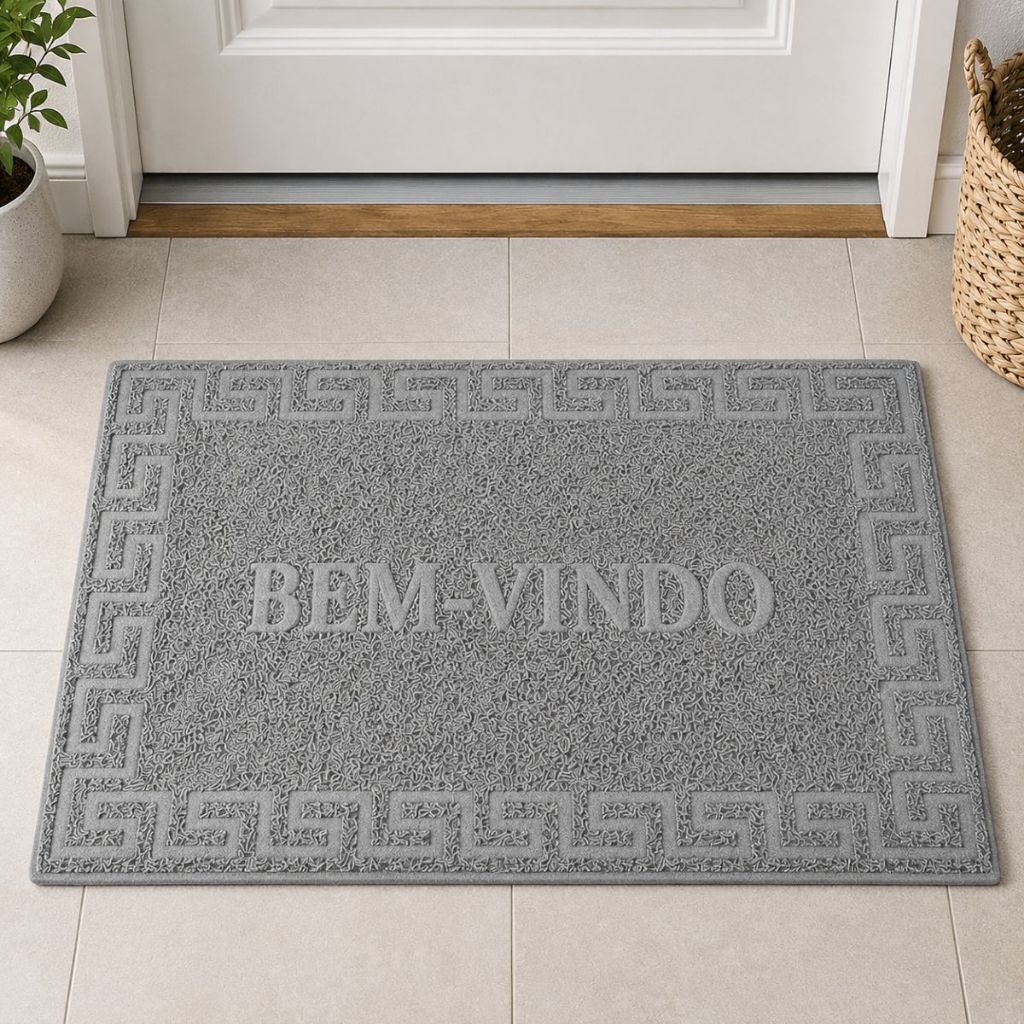 Tapete Capacho Bem Vindo 60x40cm Porta de Entrada Antiderrapante Emborrachado Lavável Decorativo