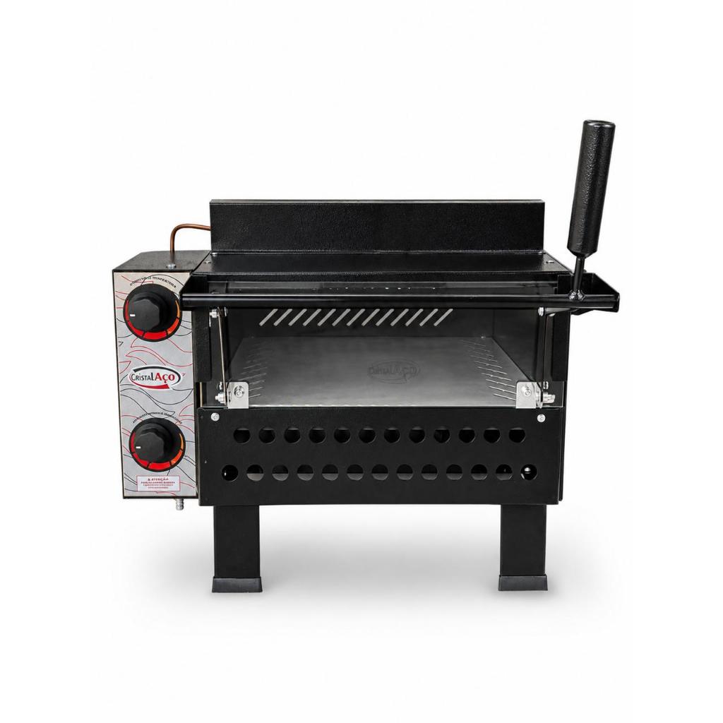 Forno De Pizza Industrial A Gás 68x48 Cristal Aço Profissional 1 Pizza Grande