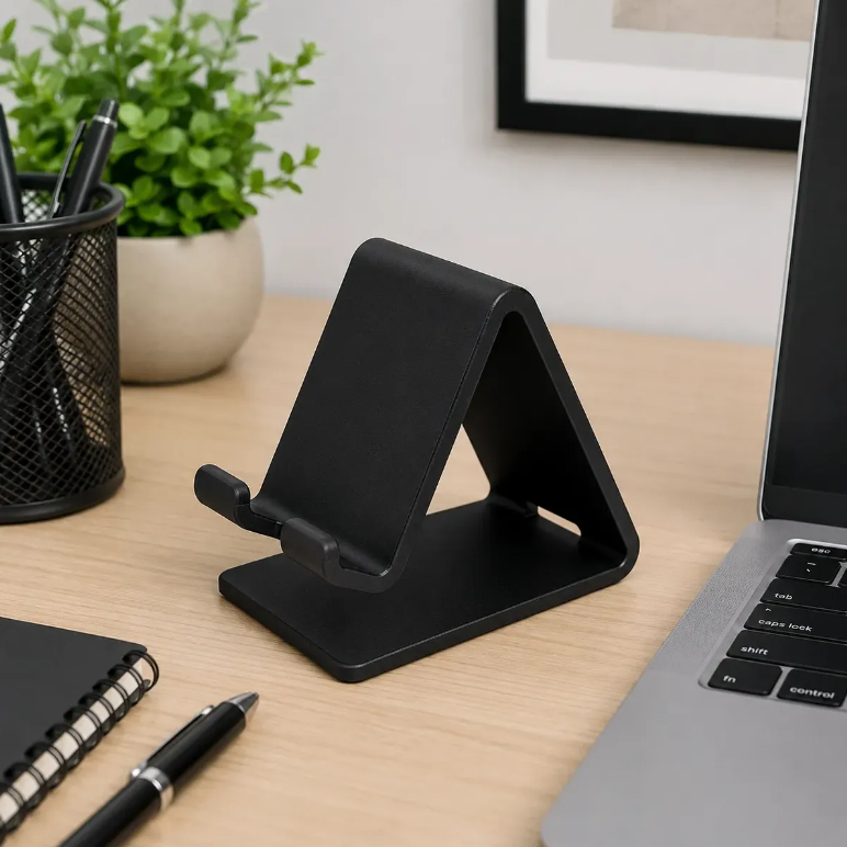 Suporte Resistente Universal Apoio De Mesa Celular Passagem P/ Cabo Carregador