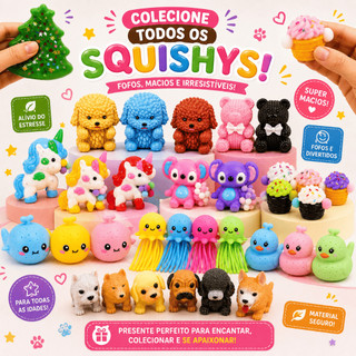 Squishys Divertidos de Apertar Sensorial Antistress Brinquedo Alivio Estresse Taba Diversos Personagens Kits 2/3/4