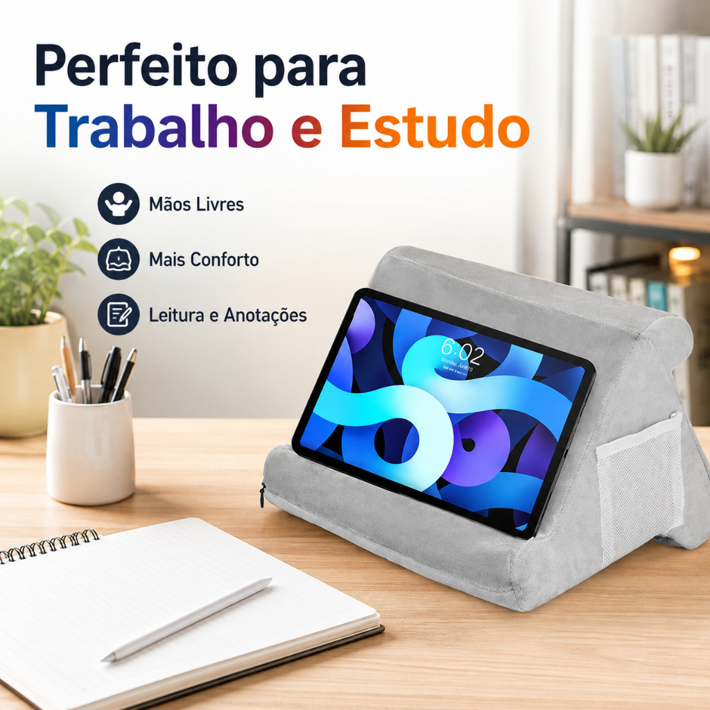 Almofada Ergonômica de Encosto para Cama e Sofá Suporte para Tablet Leitura Confortável Multiuso