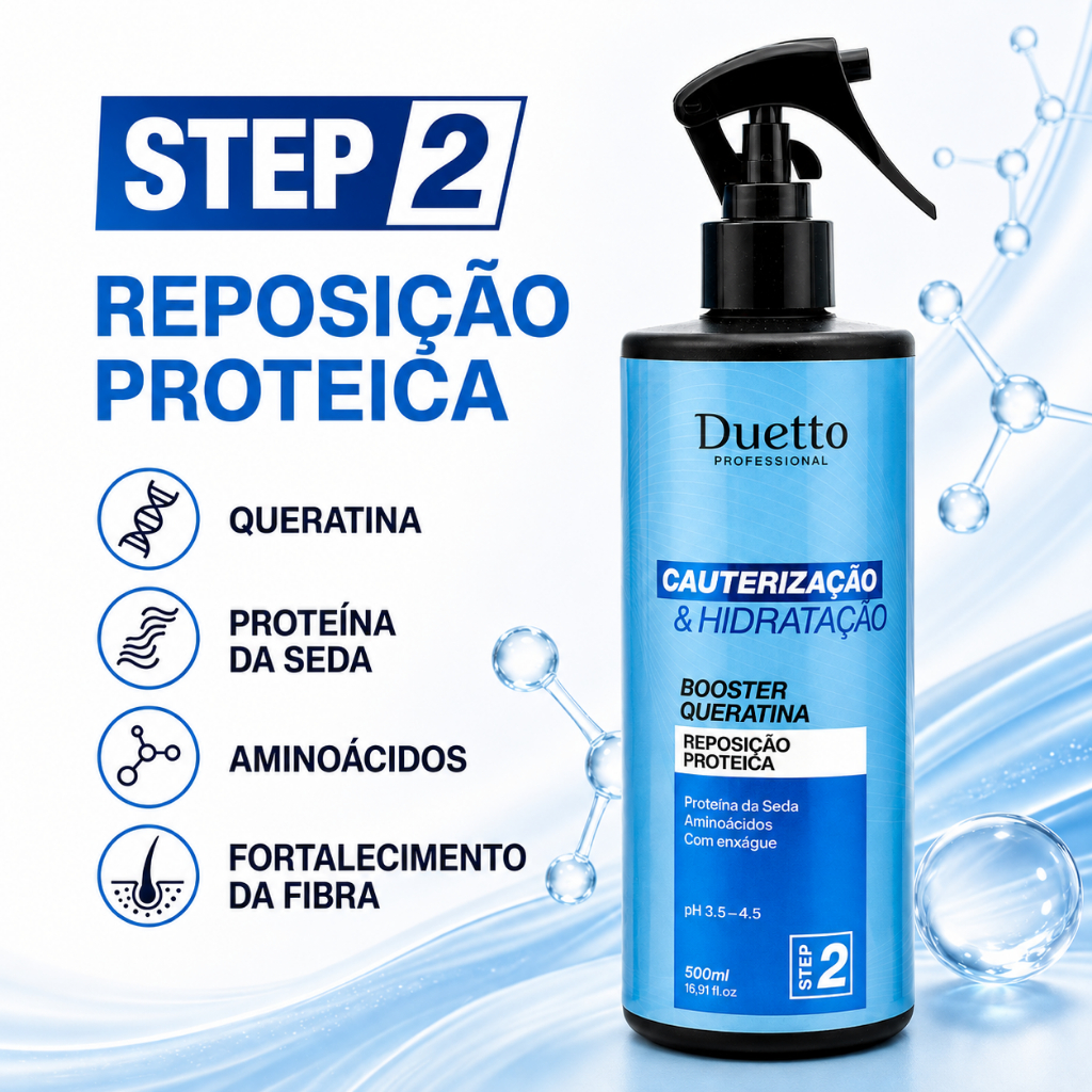 Booster Pura Queratina Spray Duetto 500ml Reconstrução e Reposição Proteica