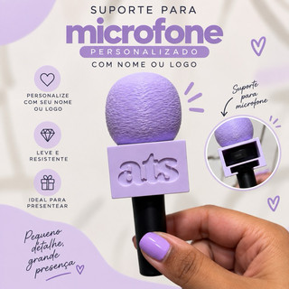 Suporte para Mini Microfone de Lapela Personalizado | Nome ou Logo | Acessório para Vídeos