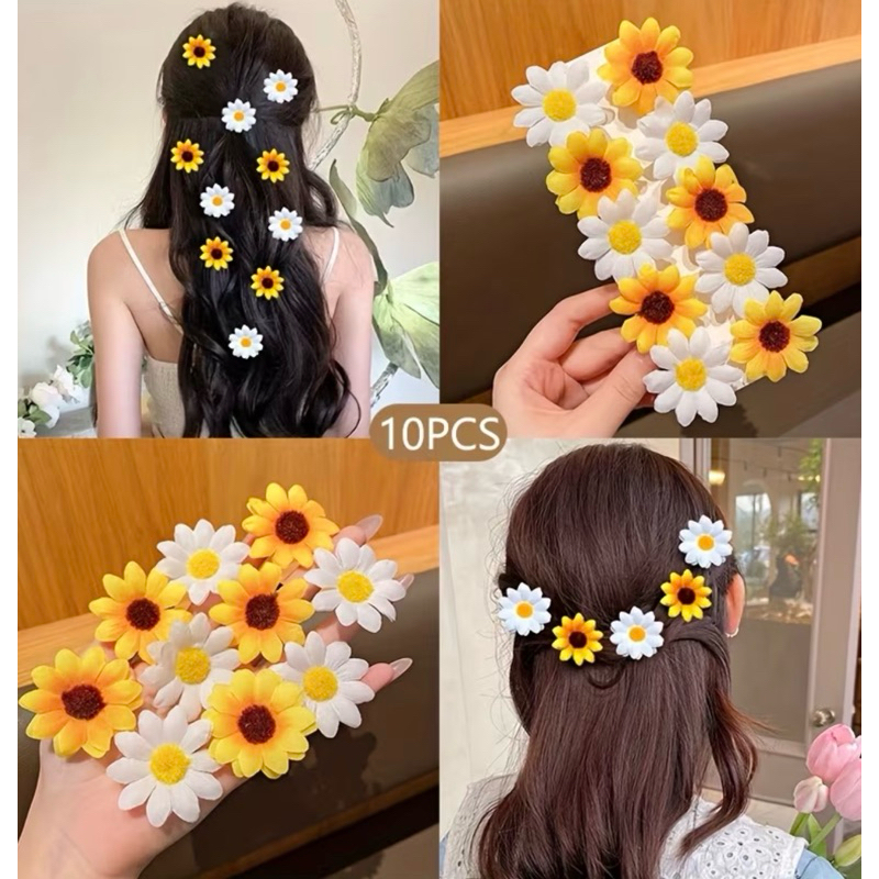 kit 10 Presilha de Cabelo de Girassol Doces, Flores de Cabelo Fofas, Adequados para Uso Diário feminino e infantil