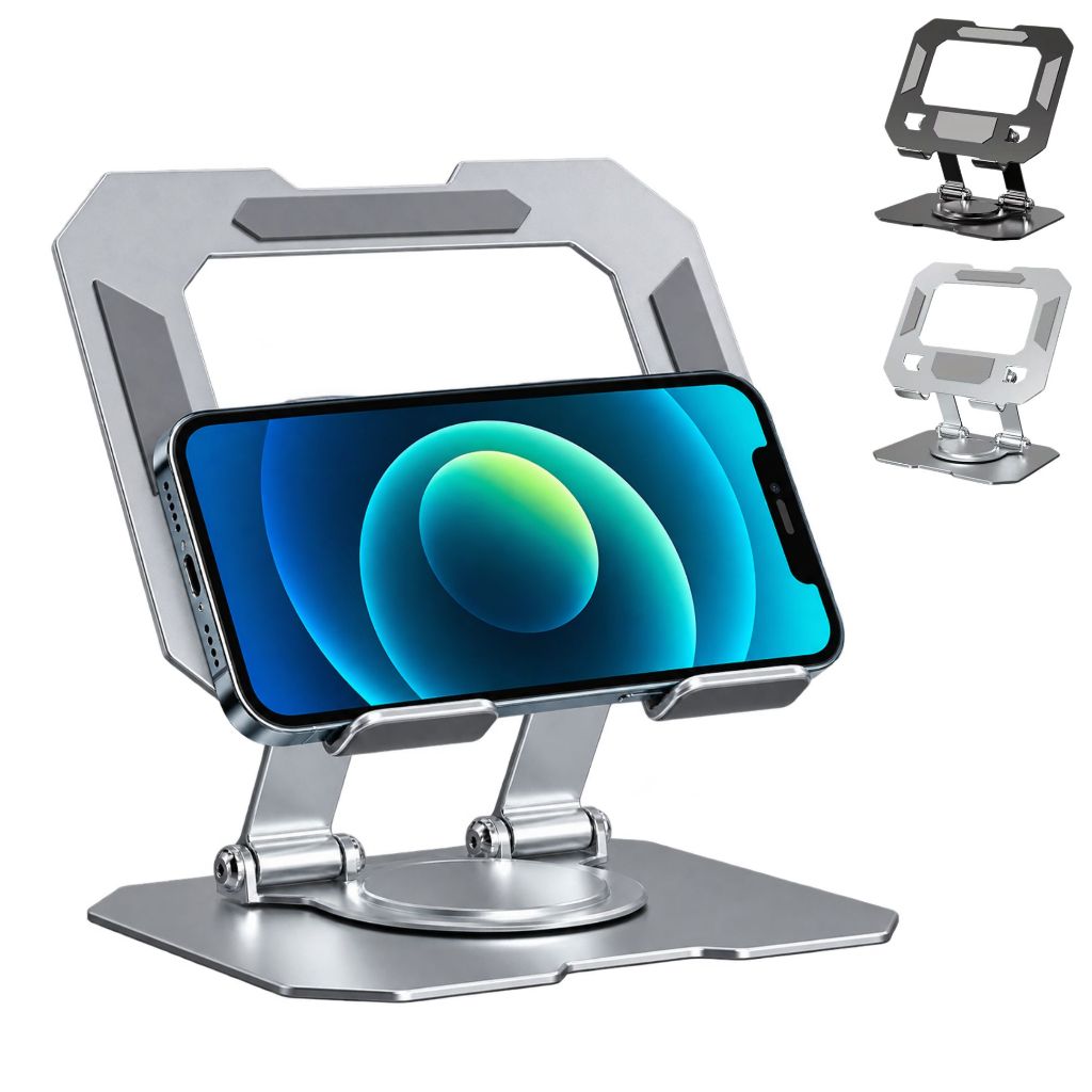 Suporte Articulado para Tablet e Celular, Base Rotativa, Ajustável, Dobrável, Alumínio, AVIBES