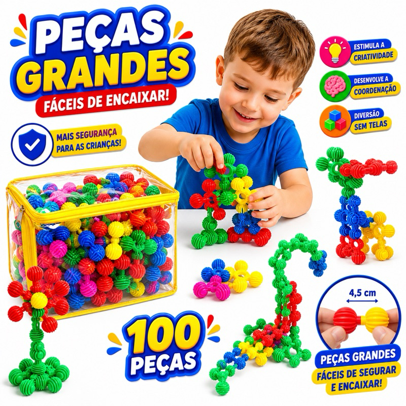 Blocos De Montar Encaixes Mágicos Estrela Criativo Educativo Infantil 50/100 Pçs