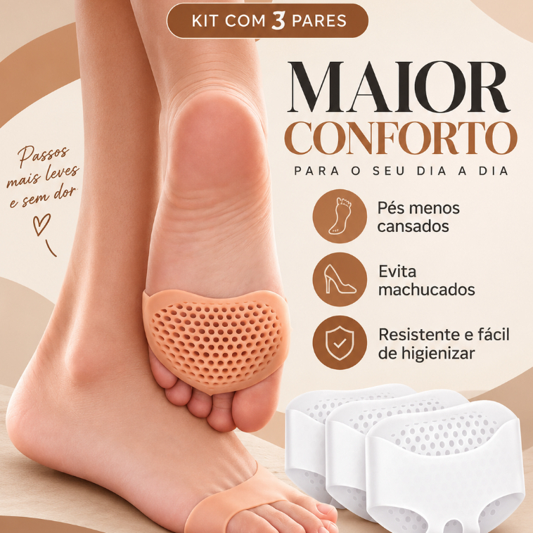 Kit 3 Pares de Palmilhas Ortopedica para Pés Calo Protetor Antepé Meia Palmilha Antiderrapante