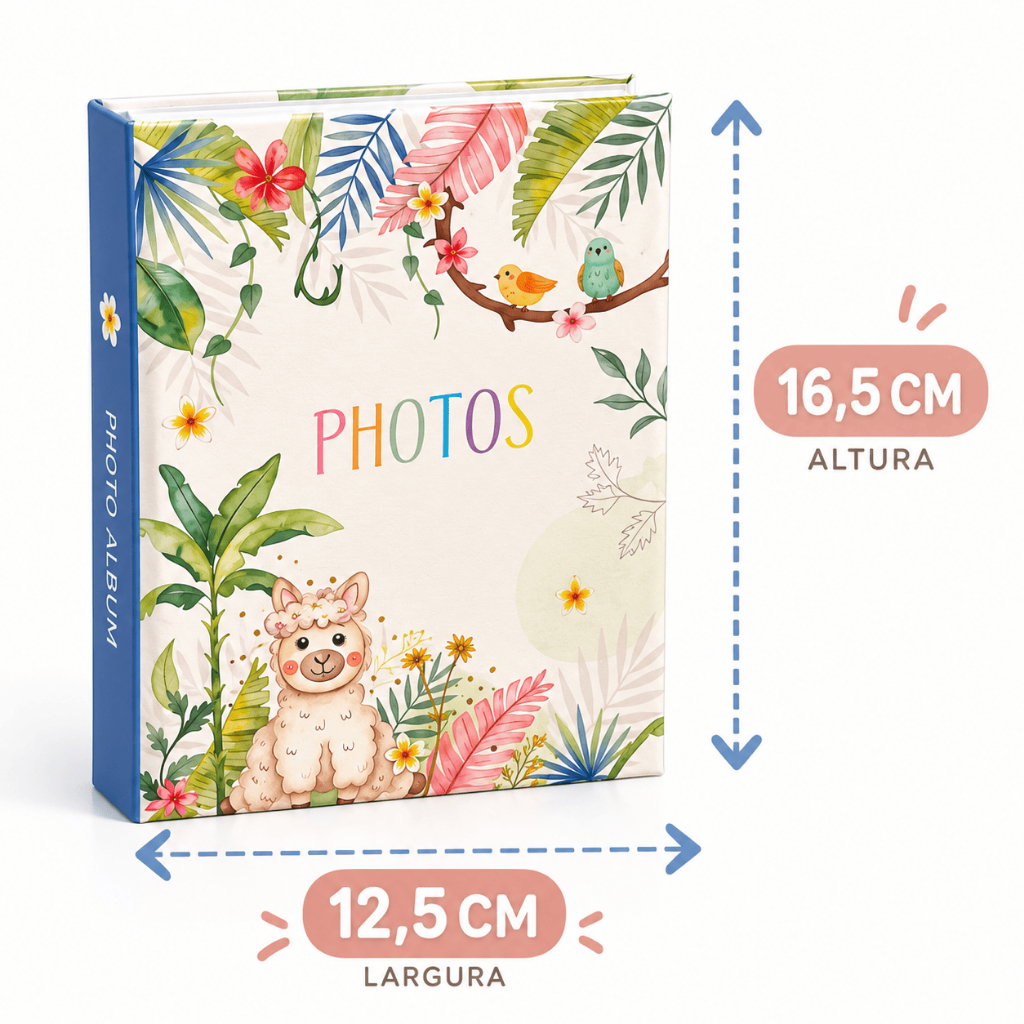 Álbum de Fotos Infantil 100 ou 200 Fotos 10x15cm Bichinhos da Floresta Capa Dura Bebê e Família — imagem 2 de 2