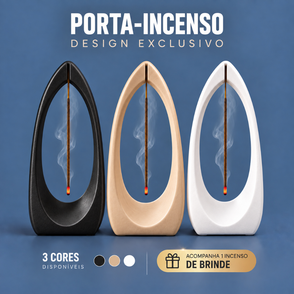 Imagem Porta Incenso Vertical Moderno Incensário Decorativo com Base Coletora de Cinzas para Vareta