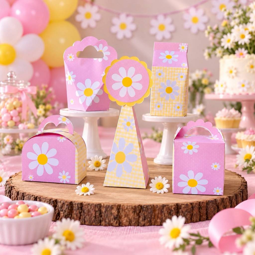 kit caixinhas festa margaridas rosa aniversário lembrancinha personalizada  infantil margaridinha chá de bebe decoração