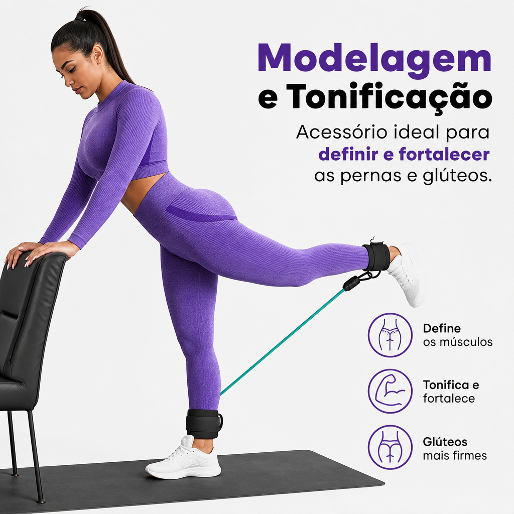 Kit de Faixas Elásticas 3 Níveis de Resistência - Treino Glúteos Pernas Fitness Yoga Pilates Alongamento