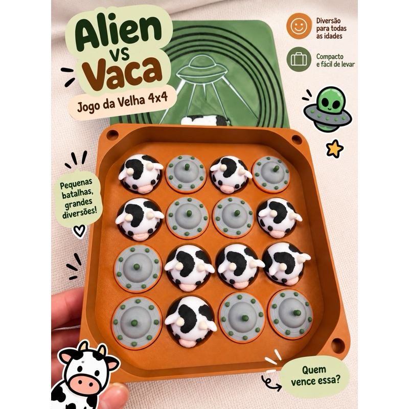 Jogo da Velha 4x4 — Alien x Vaca | Jogo para Crianças| Jogo Educativo