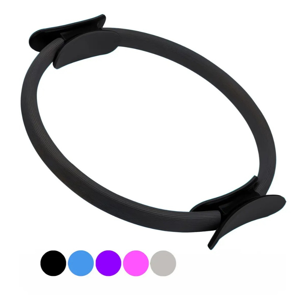 Anel Pilates Lopez Imports Magic Circle 36cm Flexível Antiderrapante Preto