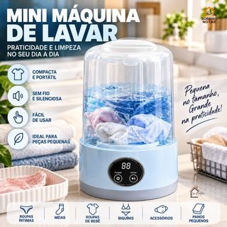 Mini Máquina de Lavar Roupas Portátil Compacta Lavadora Semiautomática