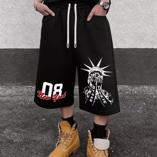 Bermuda Masculina Baggy Oversized Moletom Estampada Streetwear Bermudão Largo