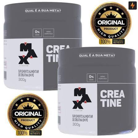 KIT 2 Creatina Max Titanium Monohidratada Em Pó Pote 300g Creatina Po Sem Sabor