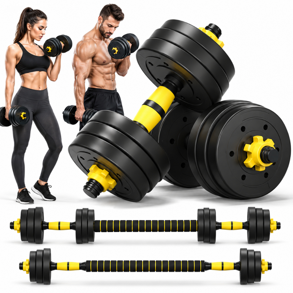 Kit Halteres 3 em 1 20kg Anilha Barra Musculação Academia Peso Ajustável Segurança e Durabilidade + Ebook