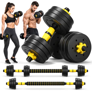 Kit Halteres 3 em 1 20kg Anilha Barra Musculação Academia Peso Ajustável Segurança e Durabilidade +