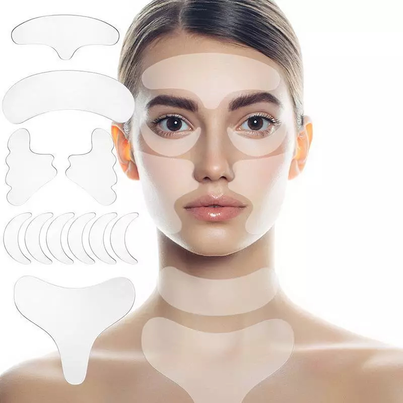 Kit 16 Peças Reutilizável para Rosto Adesivo Fita Gel Silicone Anti-rugas Linhas Faciais · foto 2