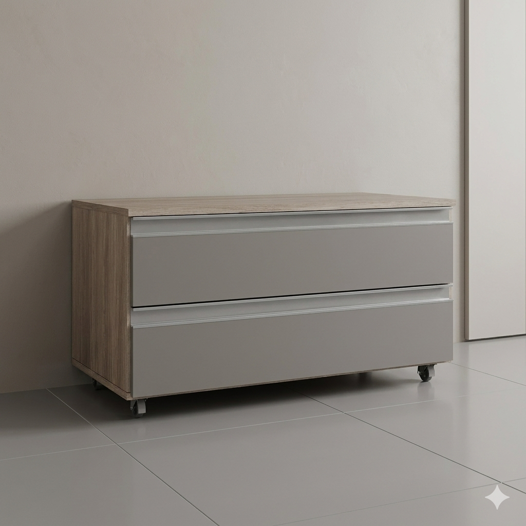 Gabinete Banheiro JOIA 80CM 02 Gavetas com Rodinhas