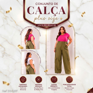 Conjunto Plus Size Calça E Blusa Feminino Elegante Luxo Premium