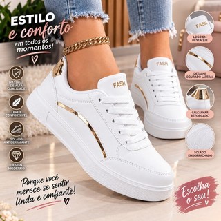 Tênis Casual Feminino Confortável e Leve para Dia a Dia Force Estiloso Versátil Moderno Passeio Arco