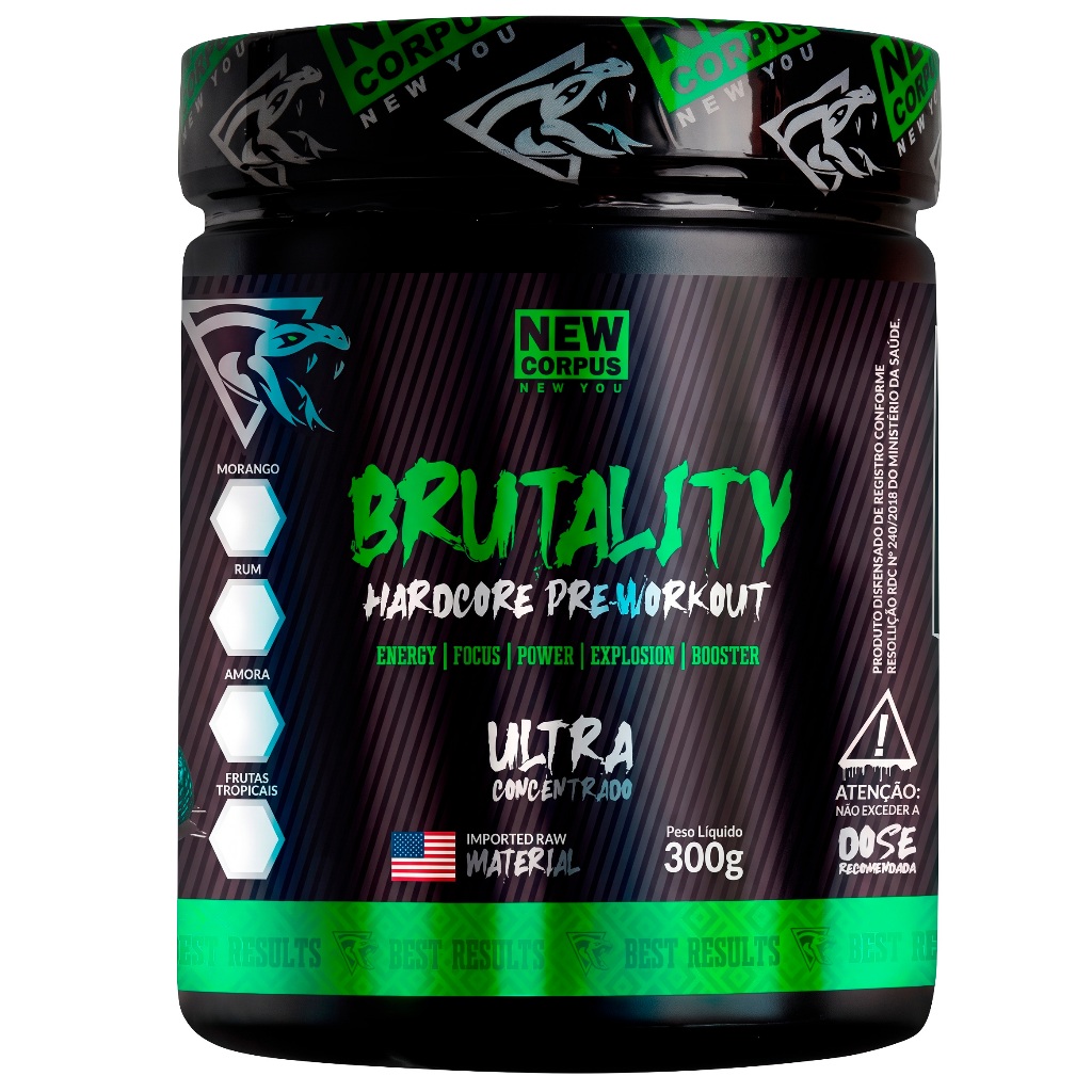 Pre Treino Workout 300g Brutality c/Arginina Taurina Beta Alanina Alta Concentração