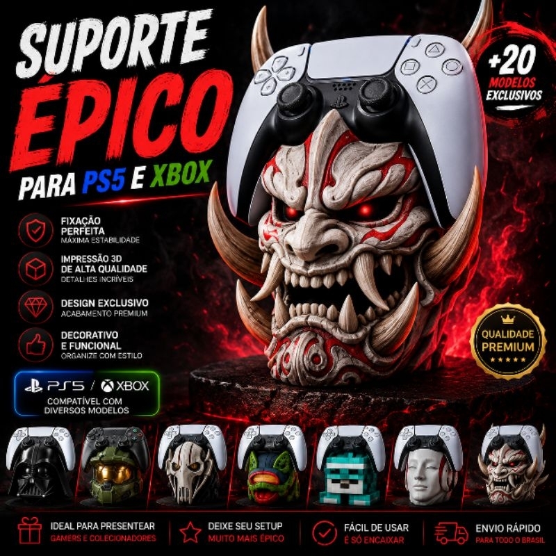 Suporte Para Controle Personalizado PS5 PS4 Xbox Switch Gamer Decoração Setup Geek