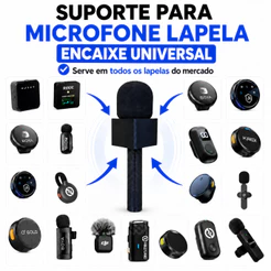 Suporte Universal para Microfone Lapela com Canopla e Espuma - Bastão de Mão para Entrevistas
