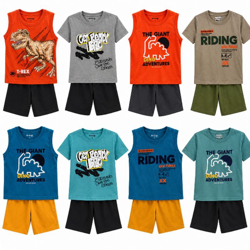 Conjunto masculino infantil - Camiseta+Bermuda Brandili tamanho 06