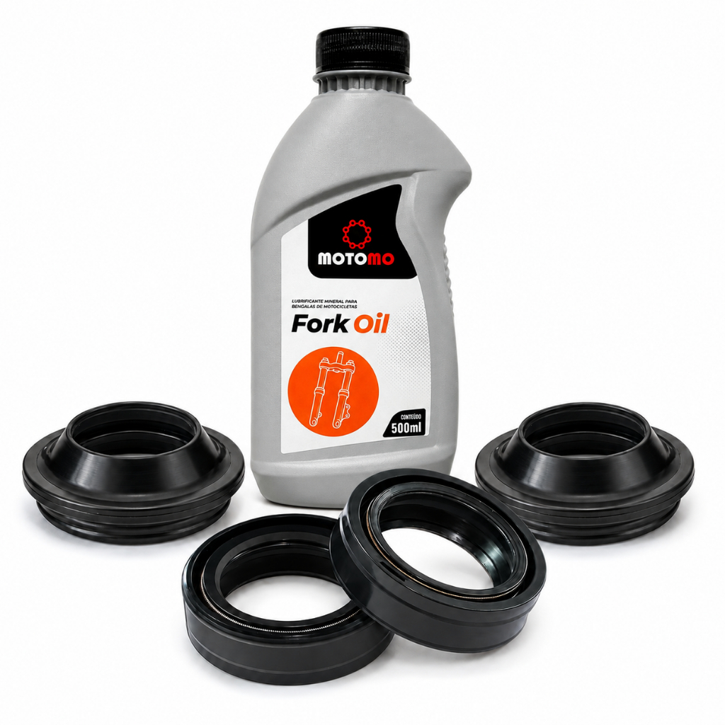 Retentor Bengala + Guarda Pó Bengala + Óleo Bengala Fork Oil 10w 500ml Shineray Jet50 2014 Até 2026