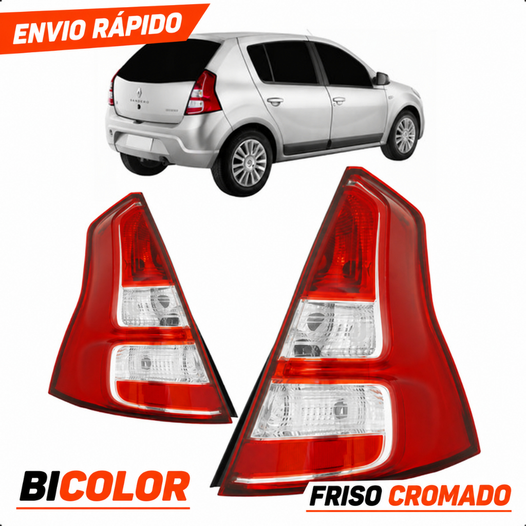 Lanterna Traseira Renault Sandero 2012 2013 2014 Com Friso Cromado
