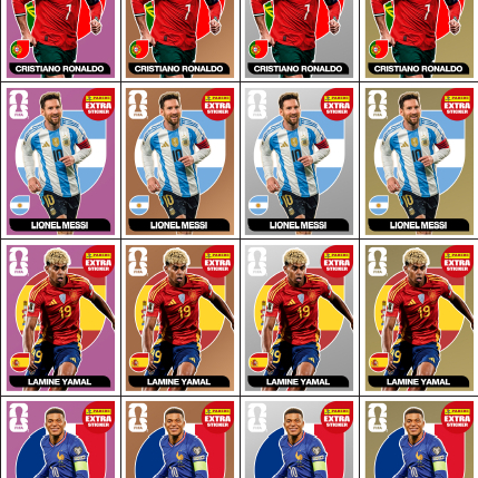 48 Figurinhas colecionáveis extras Legend impressas.